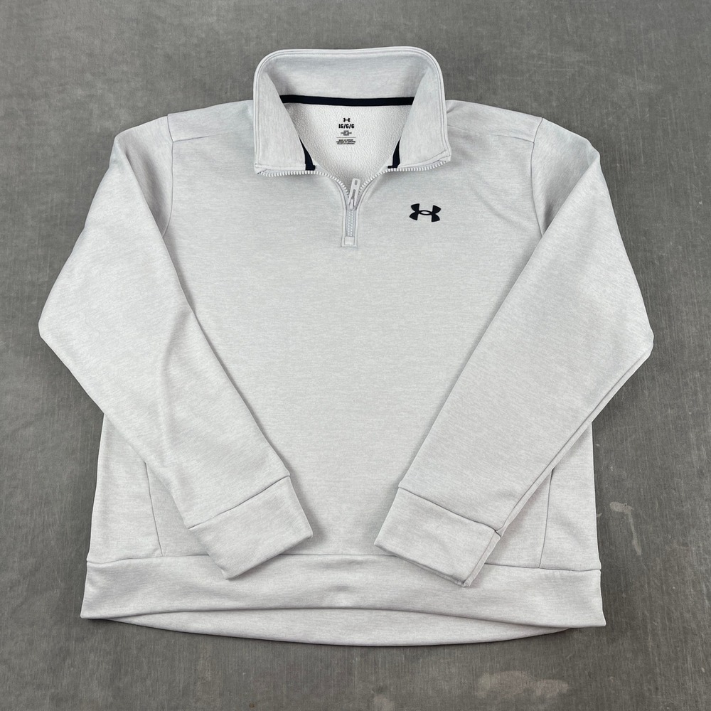 Under Armour Mens L Gray Pullover Quarter Zip Fleece Lined Loose Fit
